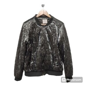 Jade & Ivory Green Shiny Bomber Jacket Size L